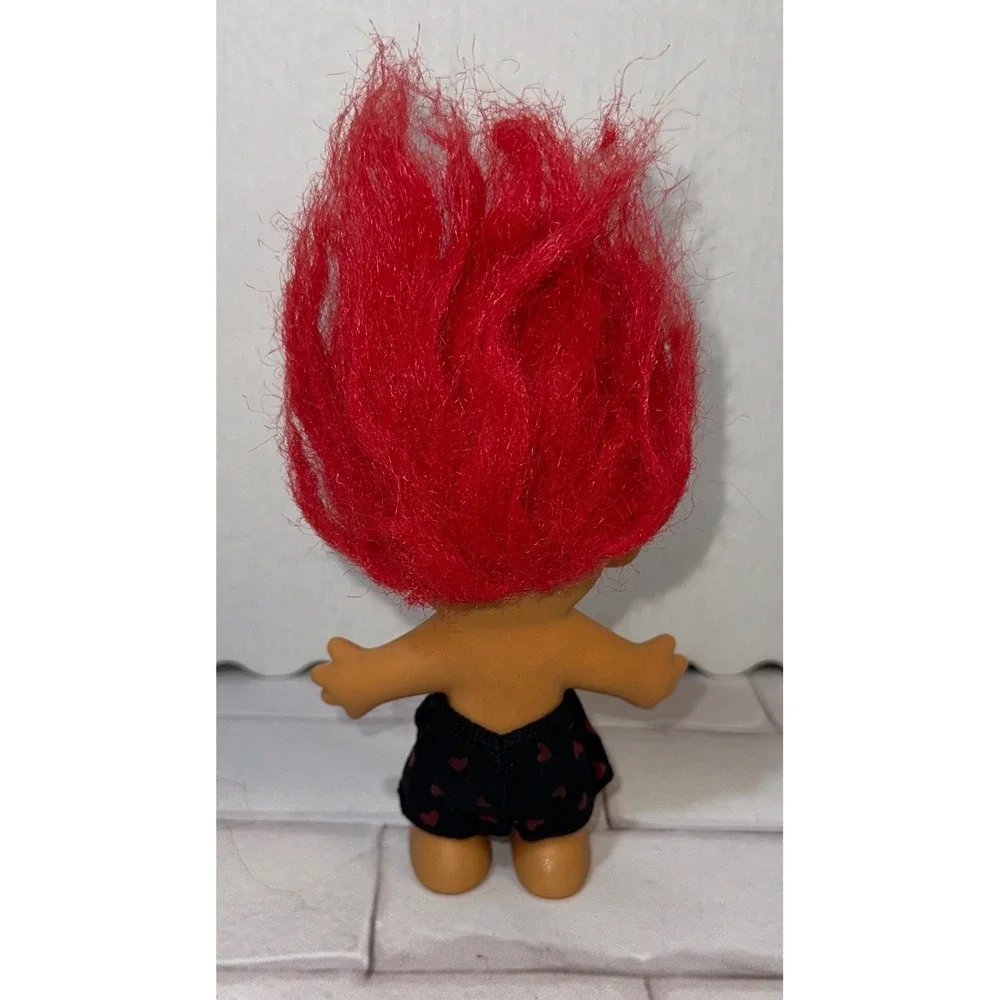 Vintage Russ Berrie Troll Doll Red Hair Heart Shorts I Love You Valentine 3 inch